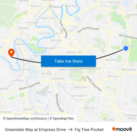 Greendale Way at Empress Drive to Fig Tree Pocket map
