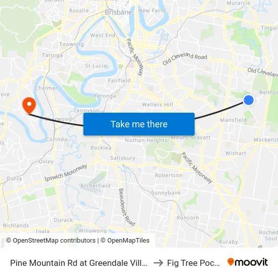Pine Mountain Rd at Greendale Village to Fig Tree Pocket map