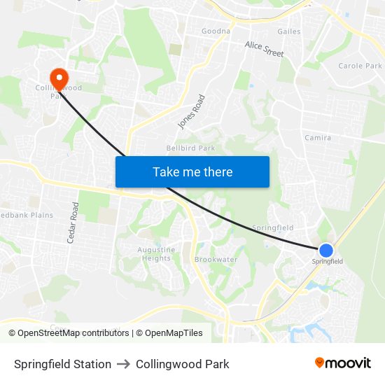 Springfield Station to Collingwood Park map