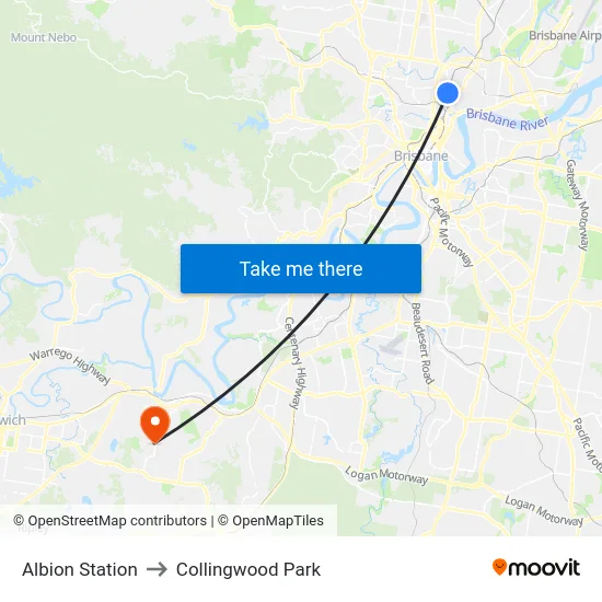 Albion Station to Collingwood Park map
