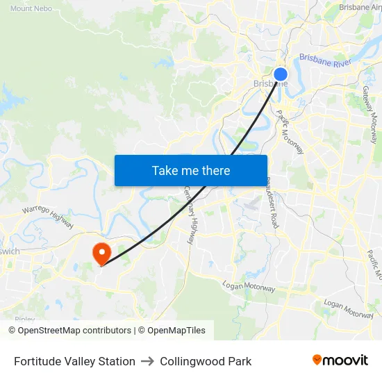 Fortitude Valley Station to Collingwood Park map
