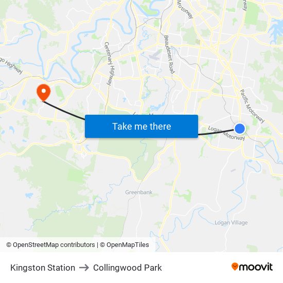 Kingston Station to Collingwood Park map