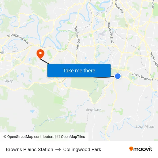 Browns Plains Station to Collingwood Park map