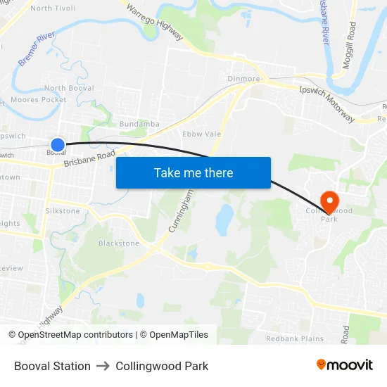 Booval Station to Collingwood Park map