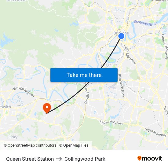 Queen Street Station to Collingwood Park map