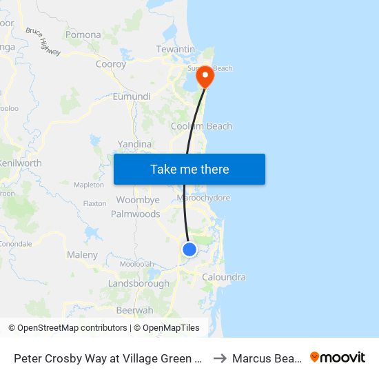 Peter Crosby Way at Village Green Bvd to Marcus Beach map