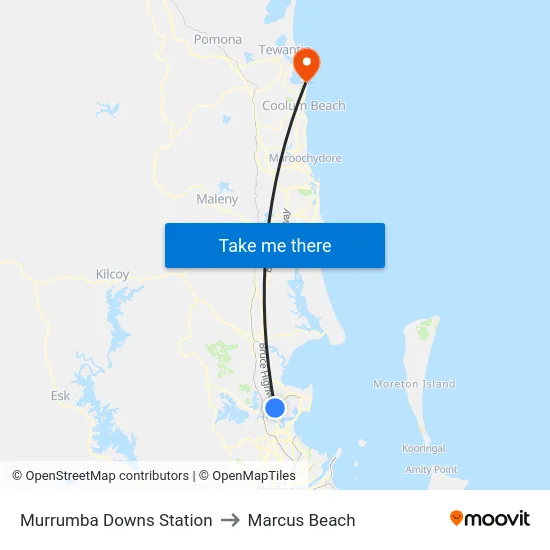 Murrumba Downs Station to Marcus Beach map