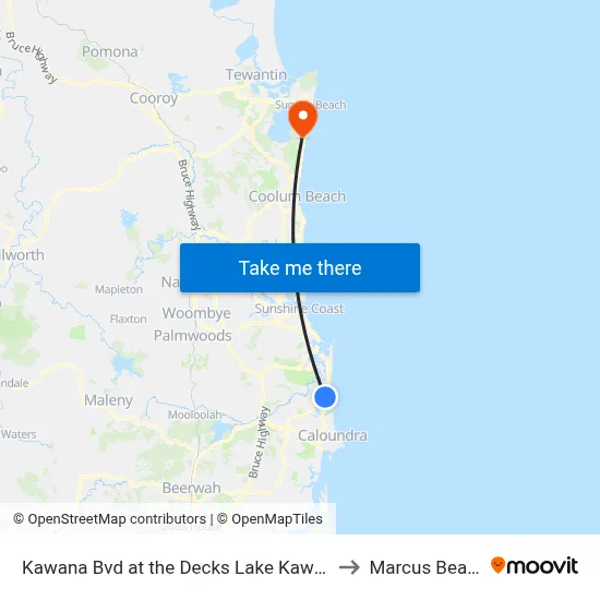 Kawana Bvd at the Decks Lake Kawana to Marcus Beach map