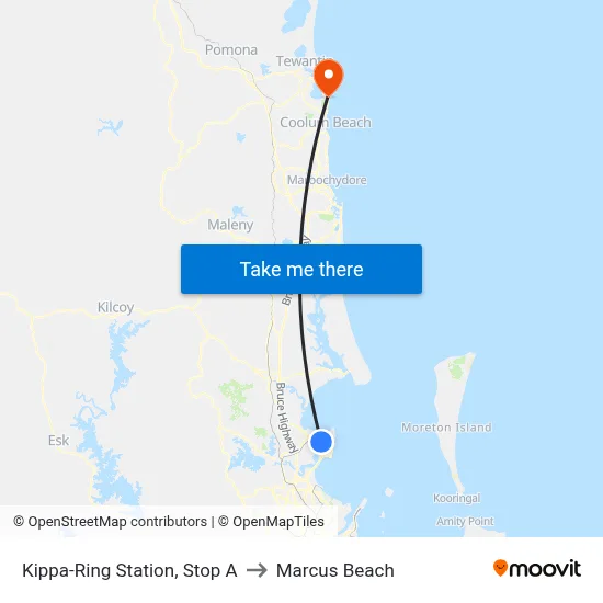 Kippa-Ring Station, Stop A to Marcus Beach map