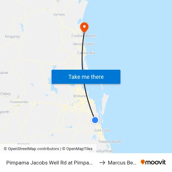 Pimpama Jacobs Well Rd at Pimpama City to Marcus Beach map