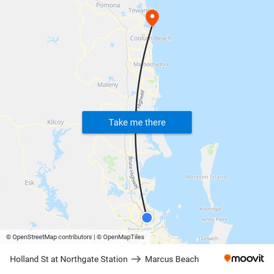 Holland St at Northgate Station to Marcus Beach map