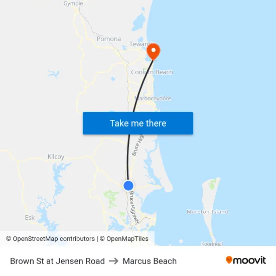 Brown St at Jensen Road to Marcus Beach map