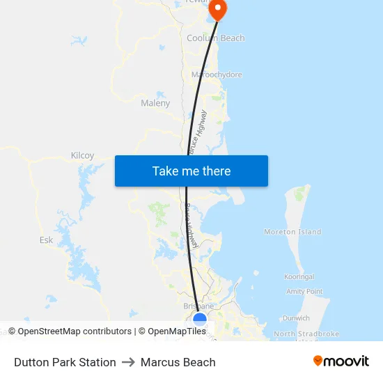 Dutton Park Station to Marcus Beach map