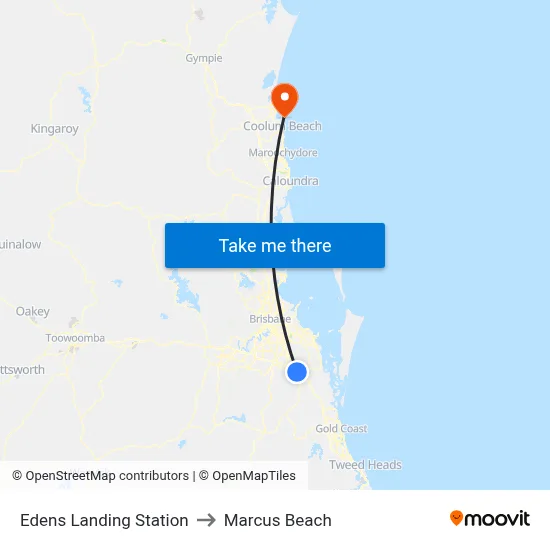 Edens Landing Station to Marcus Beach map