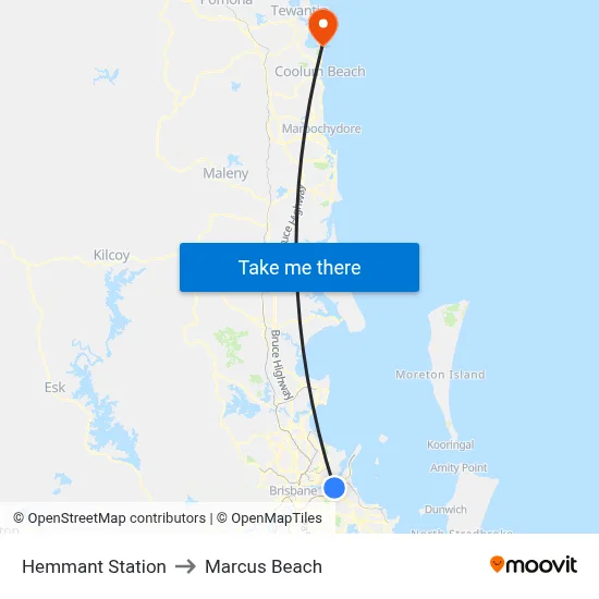 Hemmant Station to Marcus Beach map