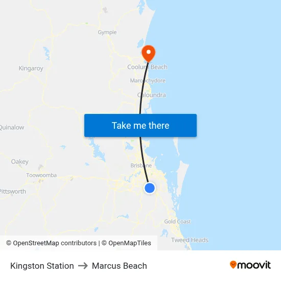 Kingston Station to Marcus Beach map