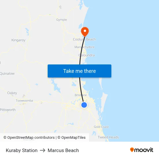 Kuraby Station to Marcus Beach map