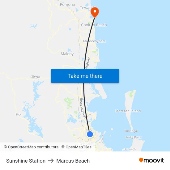 Sunshine Station to Marcus Beach map