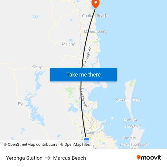 Yeronga Station to Marcus Beach map