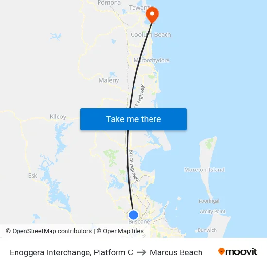 Enoggera Interchange, Platform C to Marcus Beach map
