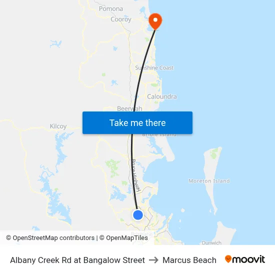 Albany Creek Rd at Bangalow Street to Marcus Beach map