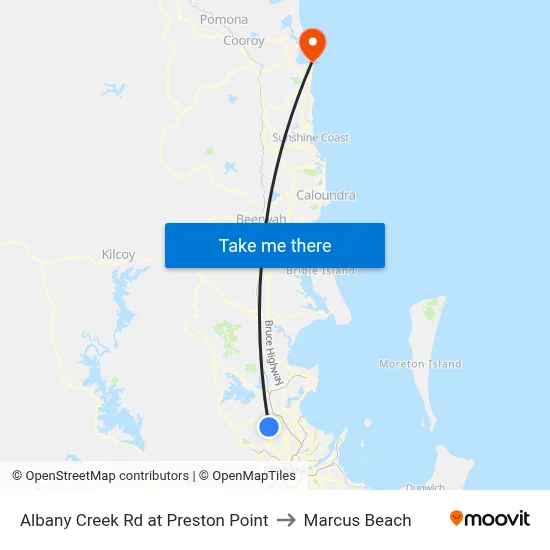 Albany Creek Rd at Preston Point to Marcus Beach map