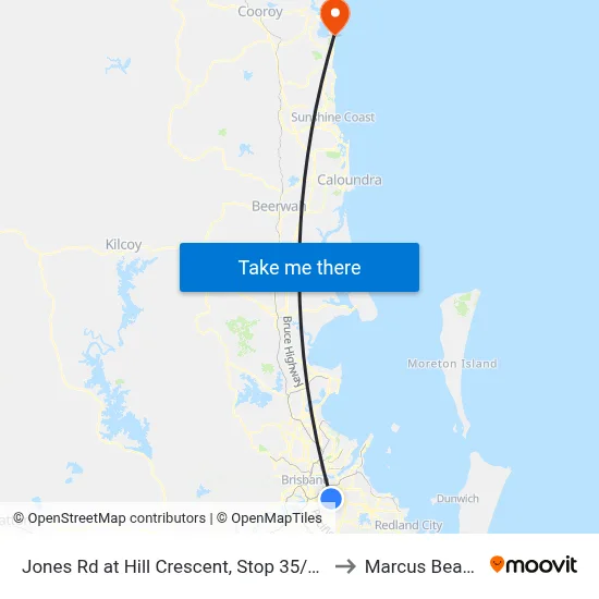Jones Rd at Hill Crescent, Stop 35/36 to Marcus Beach map