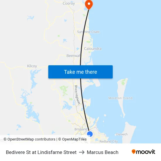 Bedivere St at Lindisfarne Street to Marcus Beach map