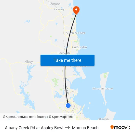 Albany Creek Rd at Aspley Bowl to Marcus Beach map