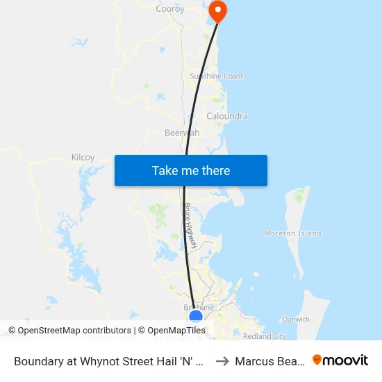 Boundary at Whynot Street Hail 'N' Ride to Marcus Beach map