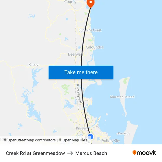 Creek Rd at Greenmeadow to Marcus Beach map
