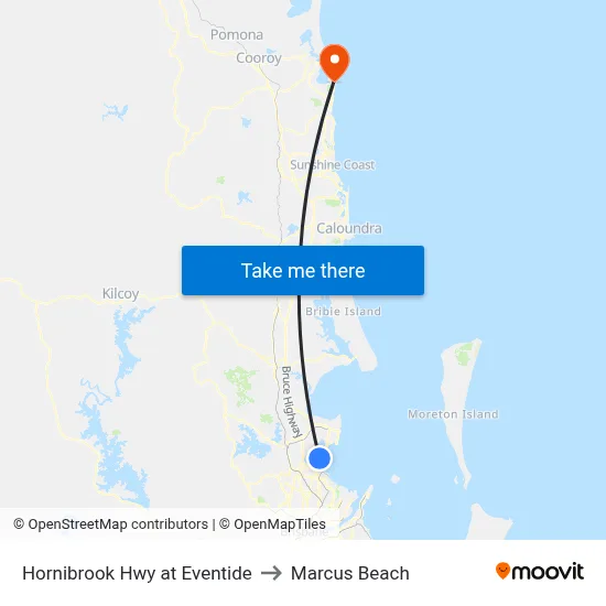 Hornibrook Hwy at Eventide to Marcus Beach map
