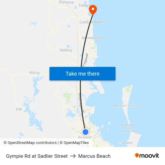 Gympie Rd at Sadlier Street to Marcus Beach map