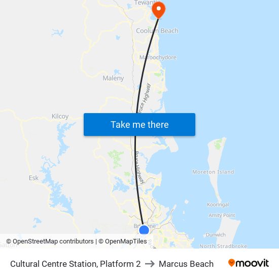 Cultural Centre Station, Platform 2 to Marcus Beach map