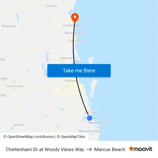 Cheltenham Dr at Woody Views Way to Marcus Beach map