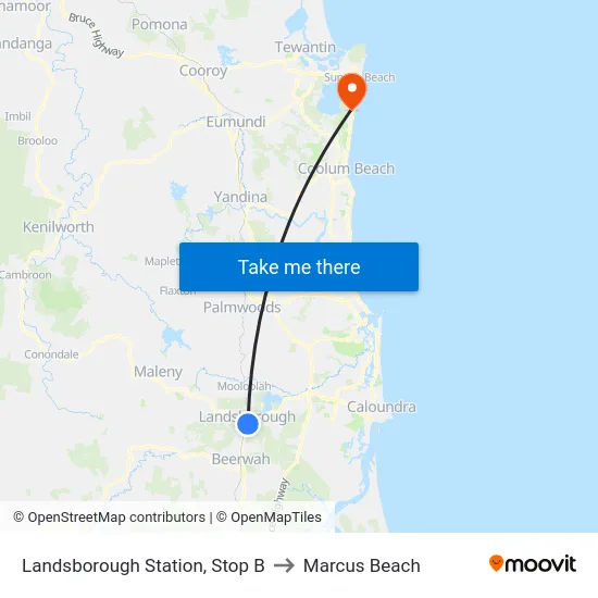 Landsborough Station, Stop B to Marcus Beach map