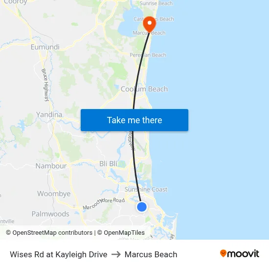 Wises Rd at Kayleigh Drive to Marcus Beach map