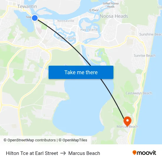 Hilton Tce at Earl Street to Marcus Beach map
