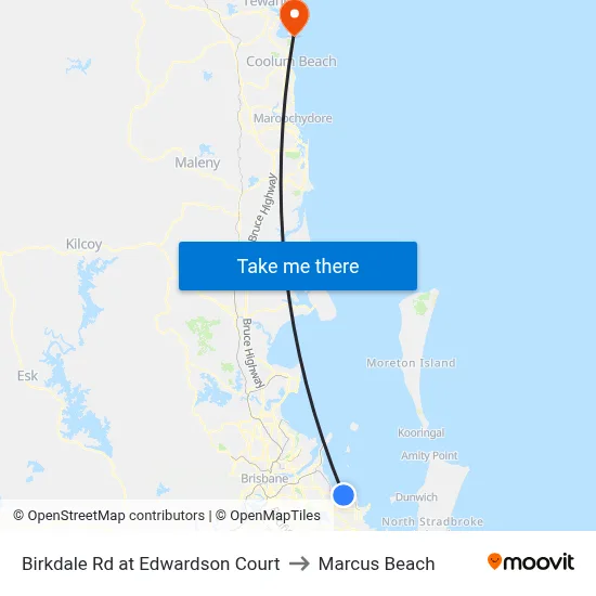 Birkdale Rd at Edwardson Court to Marcus Beach map