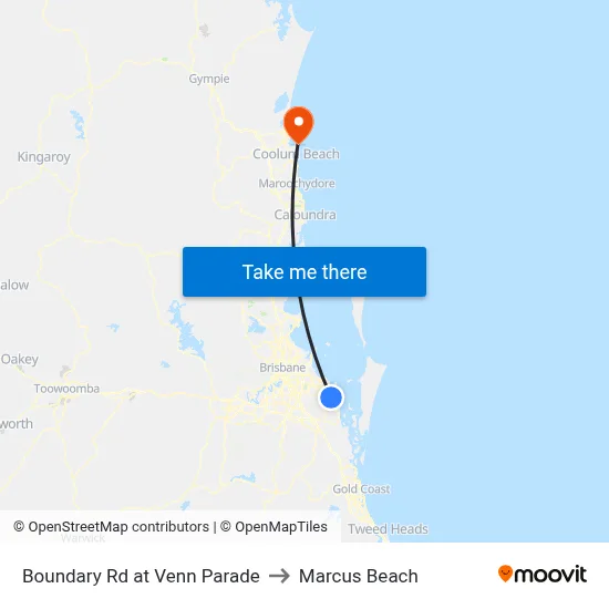 Boundary Rd at Venn Parade to Marcus Beach map