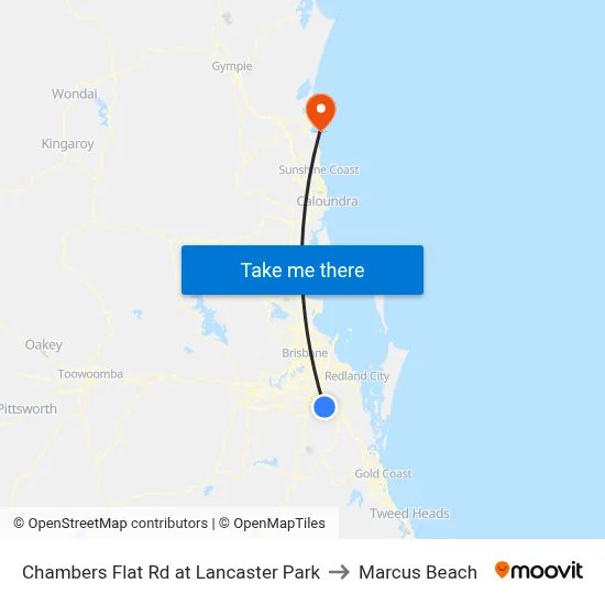 Chambers Flat Rd at Lancaster Park to Marcus Beach map