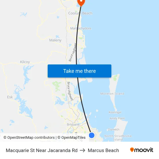 Macquarie St Near Jacaranda Rd to Marcus Beach map