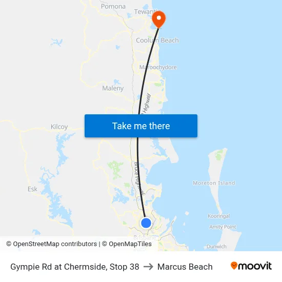 Gympie Rd at Chermside, Stop 38 to Marcus Beach map