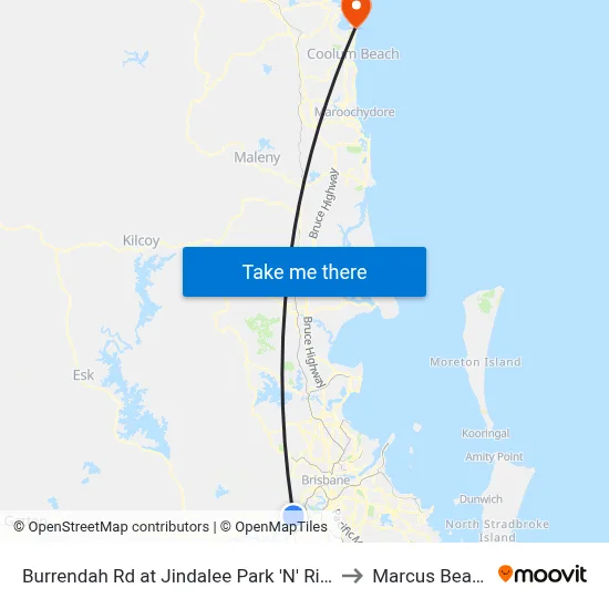 Burrendah Rd at Jindalee Park 'N' Ride to Marcus Beach map