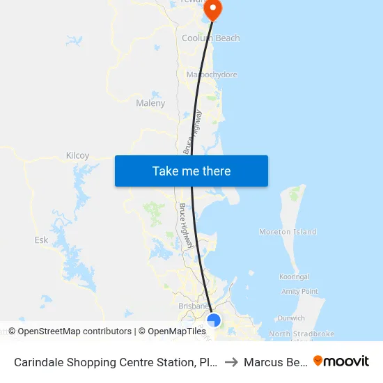 Carindale Shopping Centre Station, Platform B to Marcus Beach map