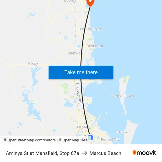 Aminya St at Mansfield, Stop 67a to Marcus Beach map