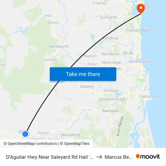 D'Aguilar Hwy Near Saleyard Rd Hail 'N' Ride to Marcus Beach map