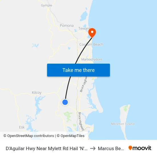 D'Aguilar Hwy Near Mylett Rd Hail 'N' Ride to Marcus Beach map