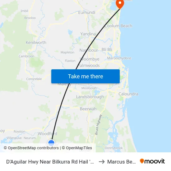 D'Aguilar Hwy Near Bilkurra Rd Hail 'N' Ride to Marcus Beach map