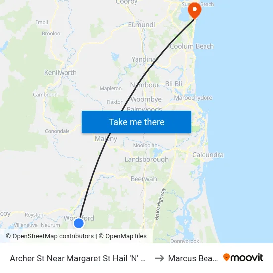 Archer St Near Margaret St Hail 'N' Ride to Marcus Beach map